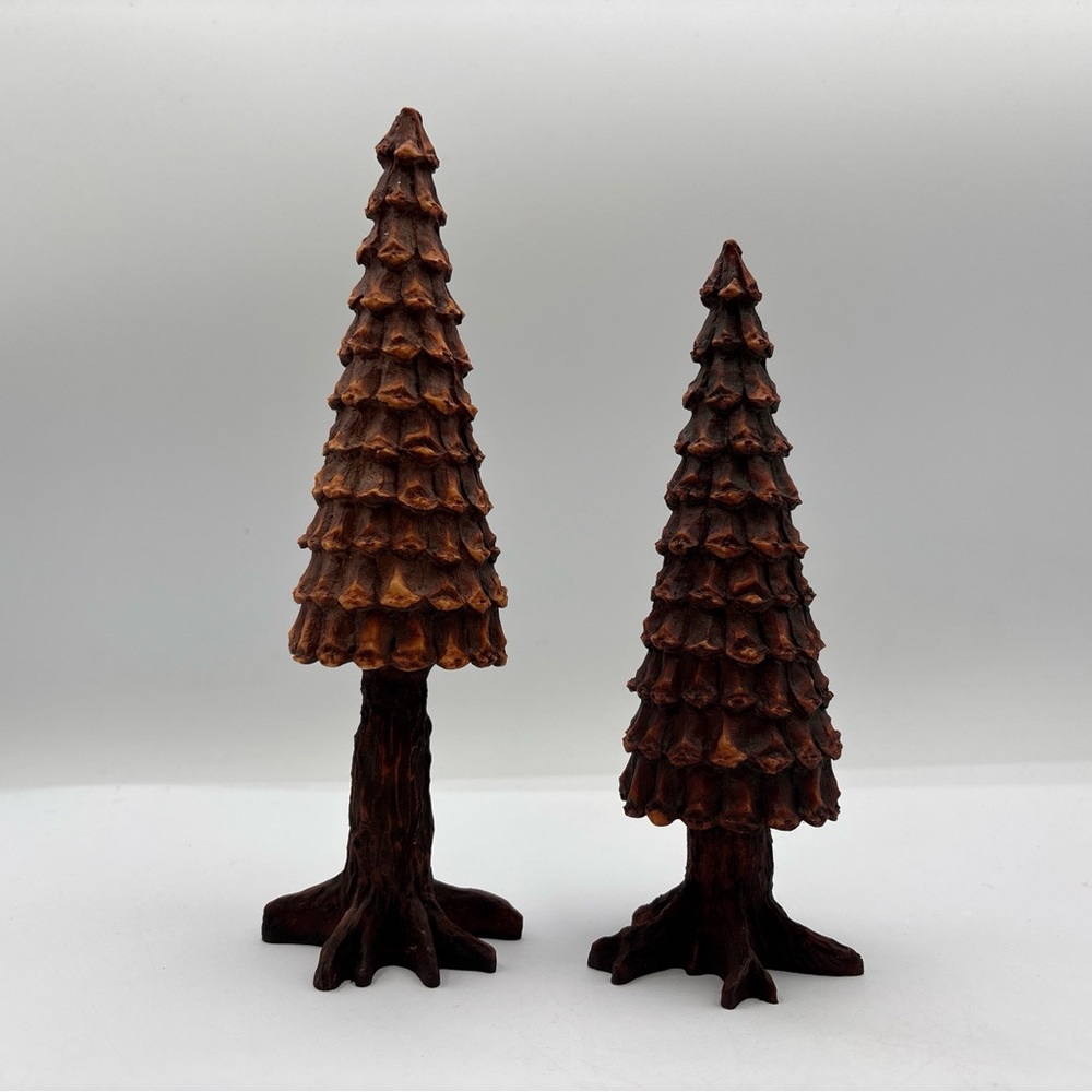 Department 56 1986 Vintage Village Pine Cone Trees Set Of 2 5221-3 Retired